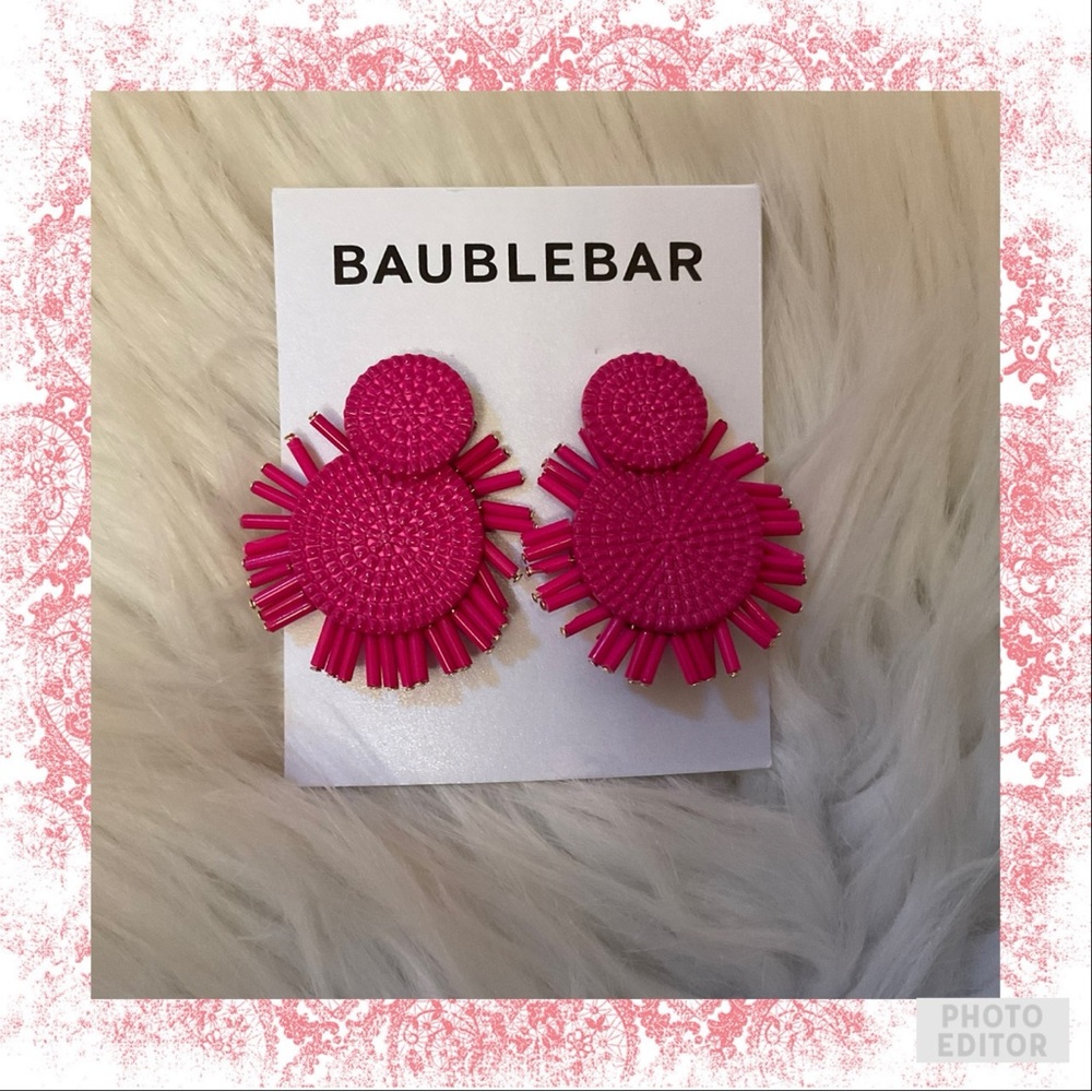 Baublebar Textured Circle Drop Earrings - New on Card - Pink